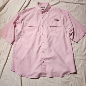 Columbia Fishing‎ Shirt Vented Button Up Short Sleeve Pink Mens L